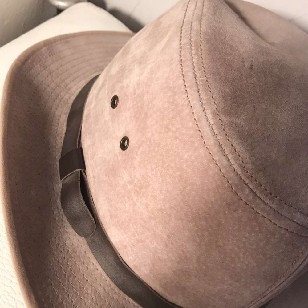 Vintage Men's Leather Suede Country Gentleman Brimmed Hat Size Large, Tan